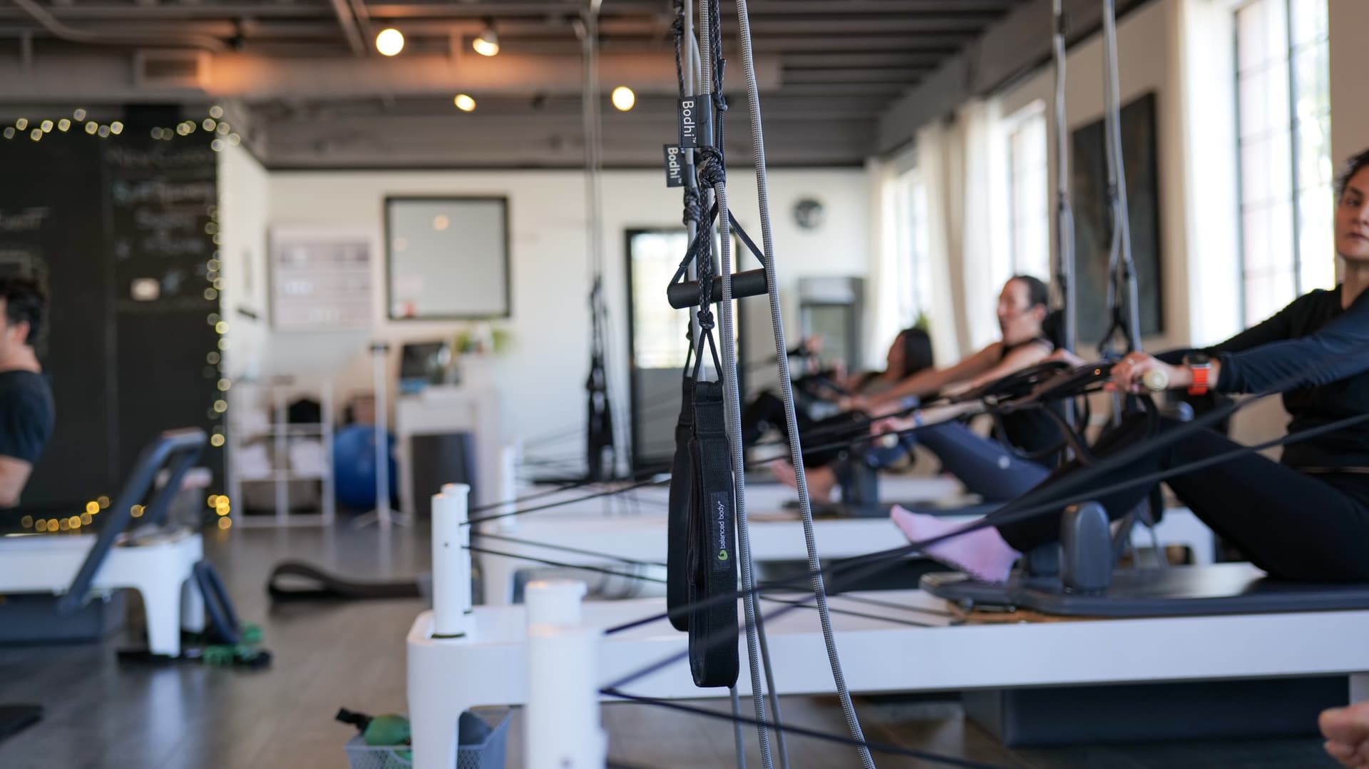Ropes and Reformer Pilates class using Bodhi Suspension System at Root Fitness CDM